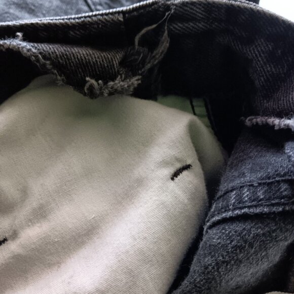 Jean St Tropez Jean Skirt 9/10 Mini Black Jean Denim Lace Trim Button Vintage - Picture 6 of 10